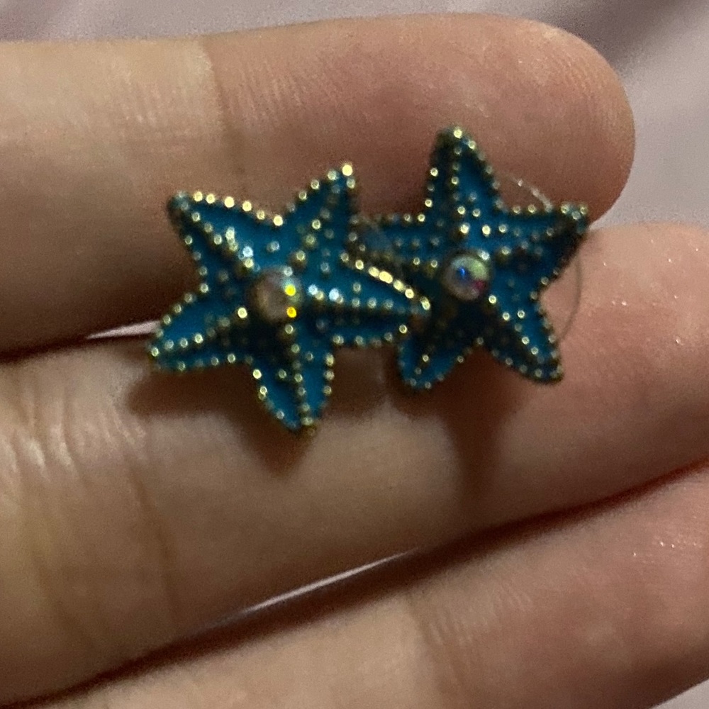 Blue starfish earrings